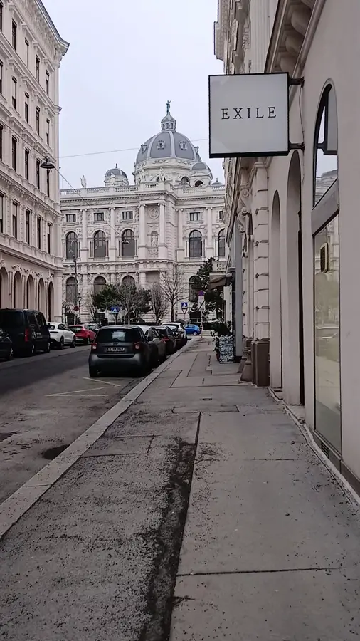 Blick die Elisabethstraße entlang zur Kuppel des Kunsthistorischen Museums